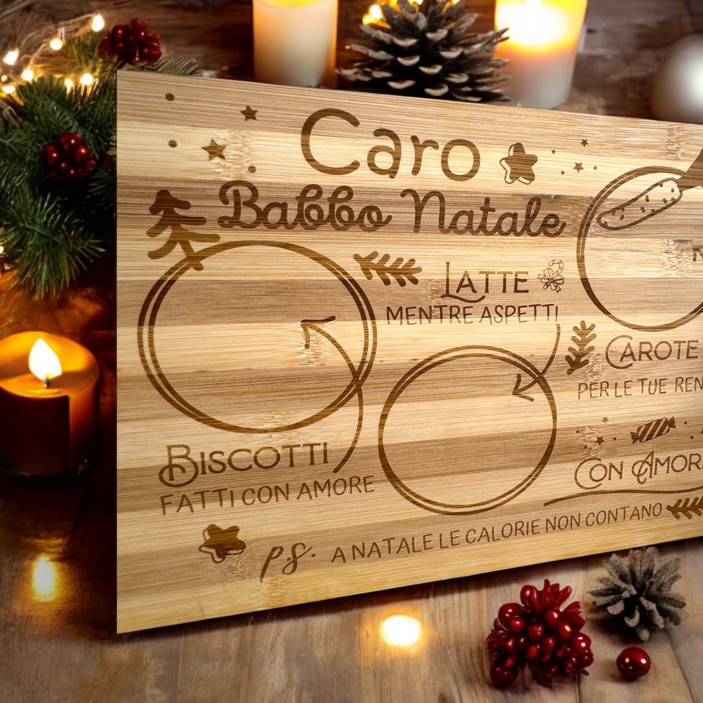 Vassoio in legno personalizzato per Babbo Natale