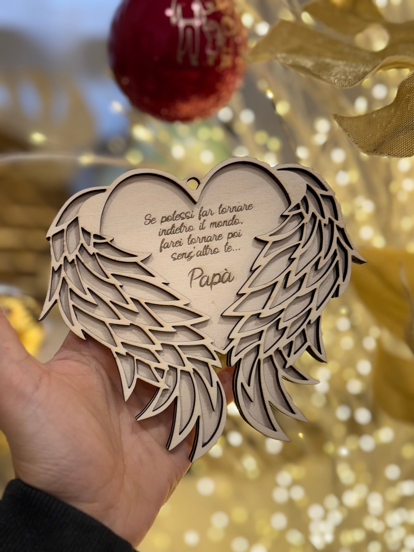 Il nostro Angelo - Decorazione Natalizia in legno personalizzata