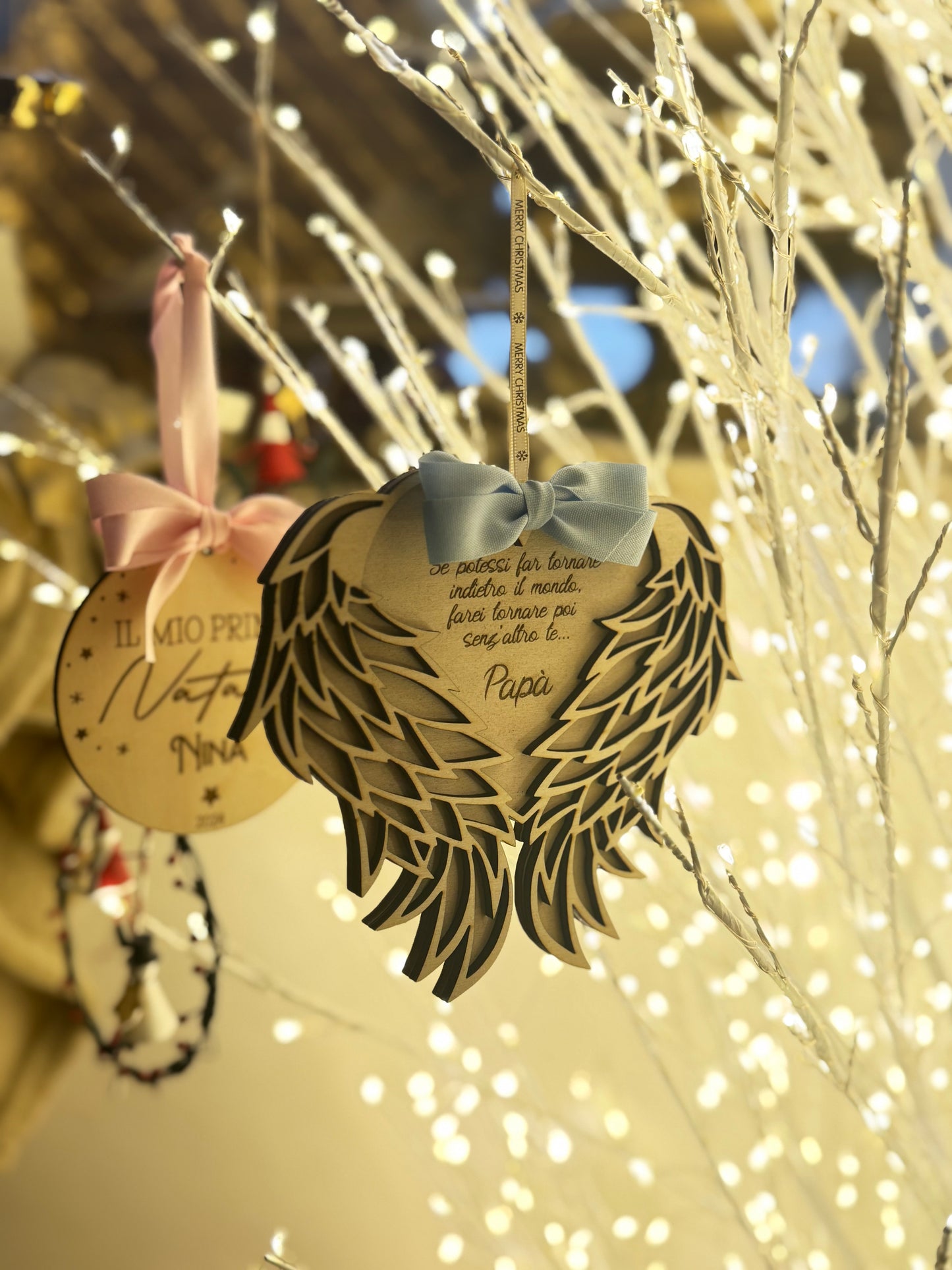 Il nostro Angelo - Decorazione Natalizia in legno personalizzata