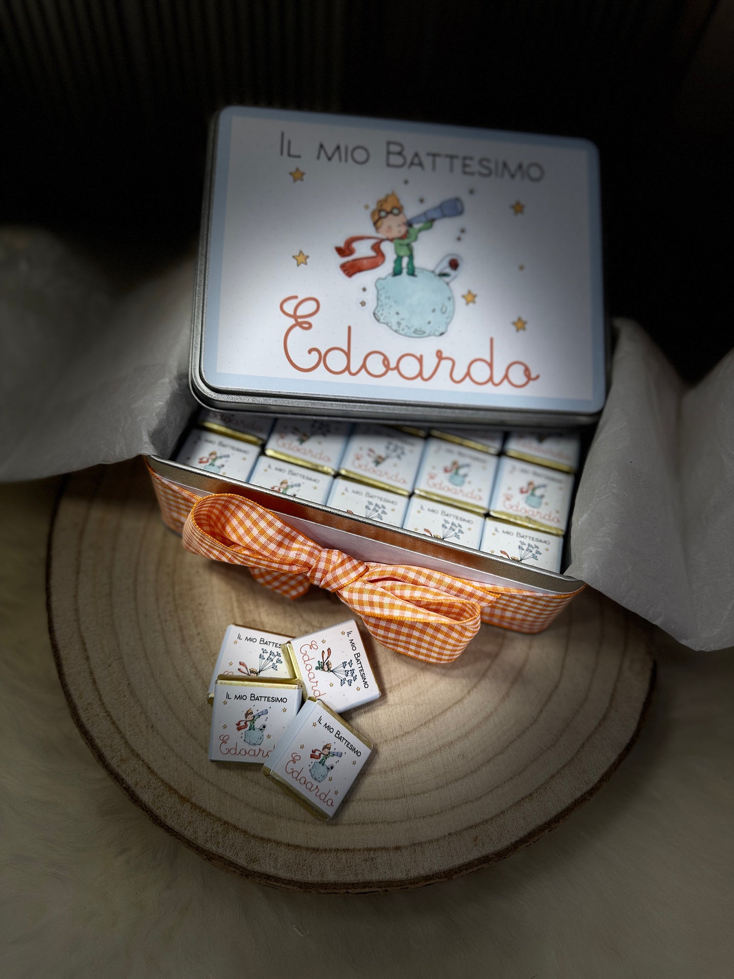 Scatola in latta personalizzata con cioccolatini