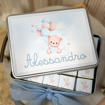 Scatola in latta personalizzata con cioccolatini